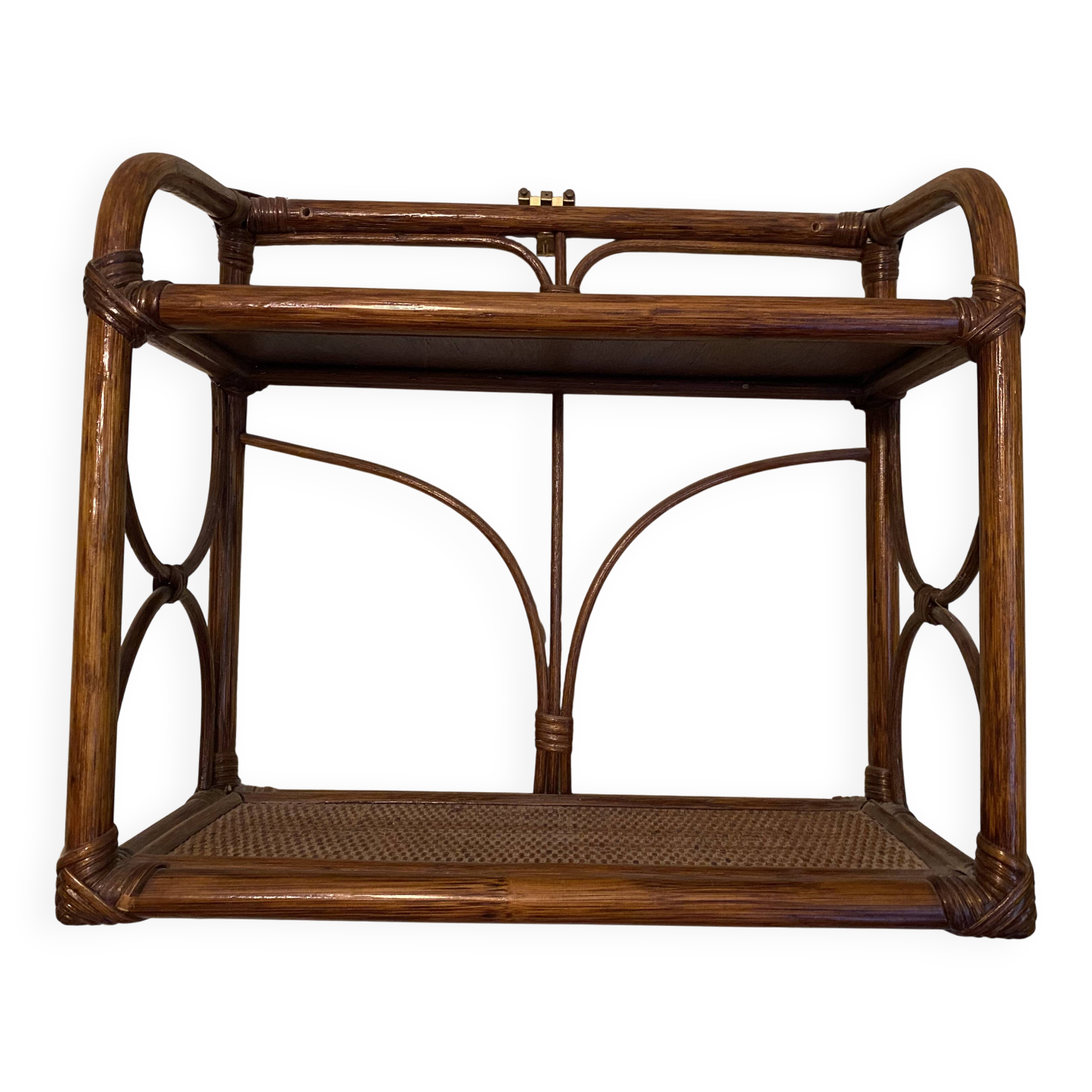 Rattan shelf, vintage 1970s