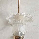 Gold metal wall light with glass tulip - mid 20th century