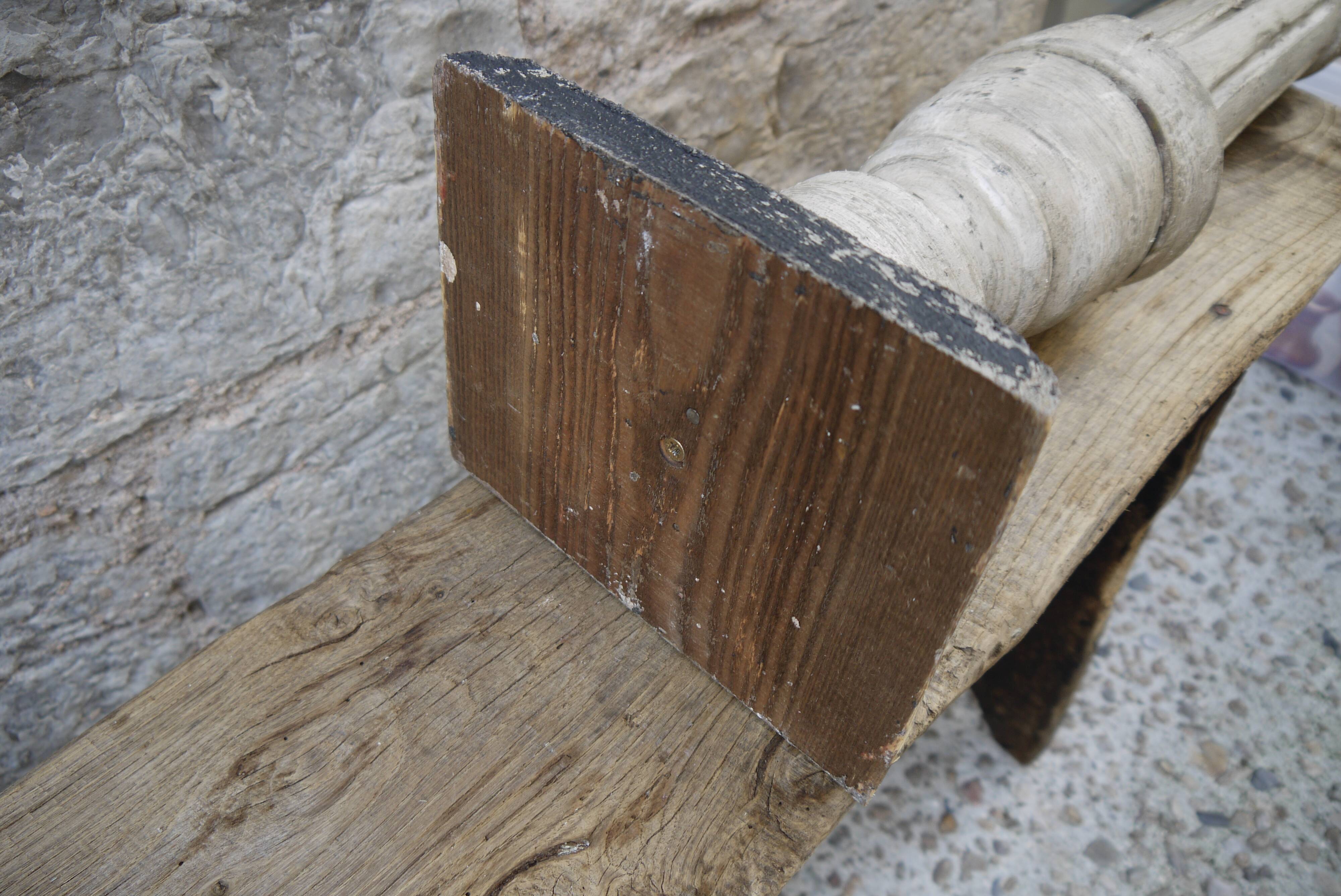 Baluster lamp foot in patinated wood