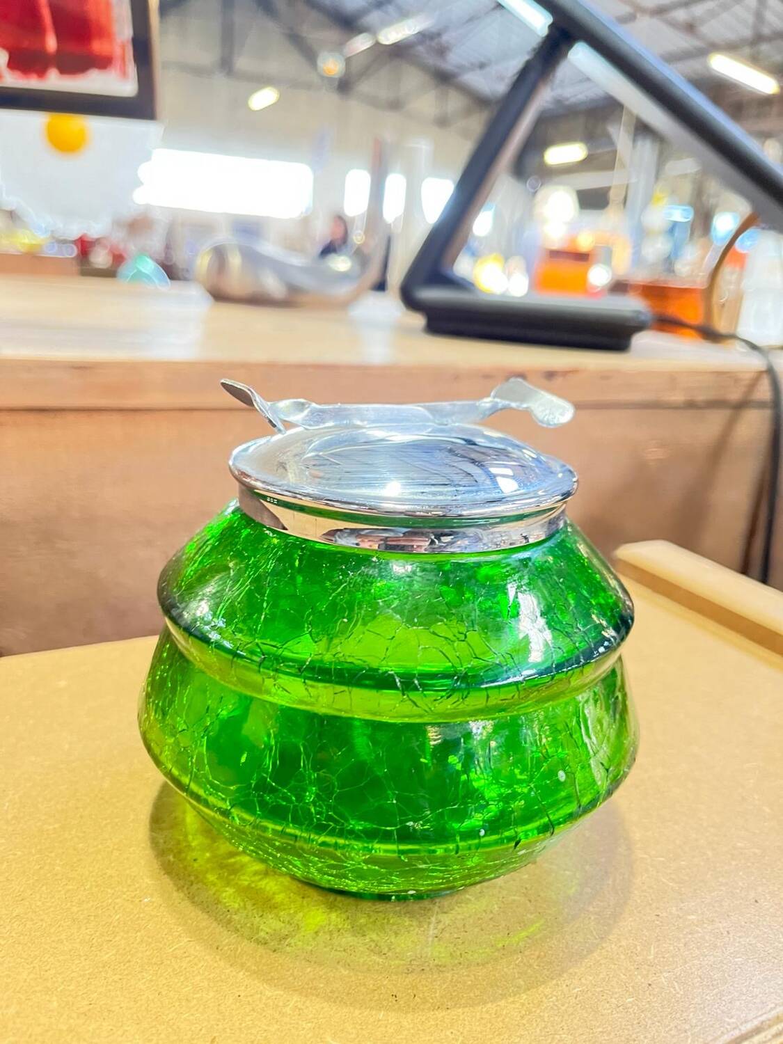 Glass sugar bowl with lid