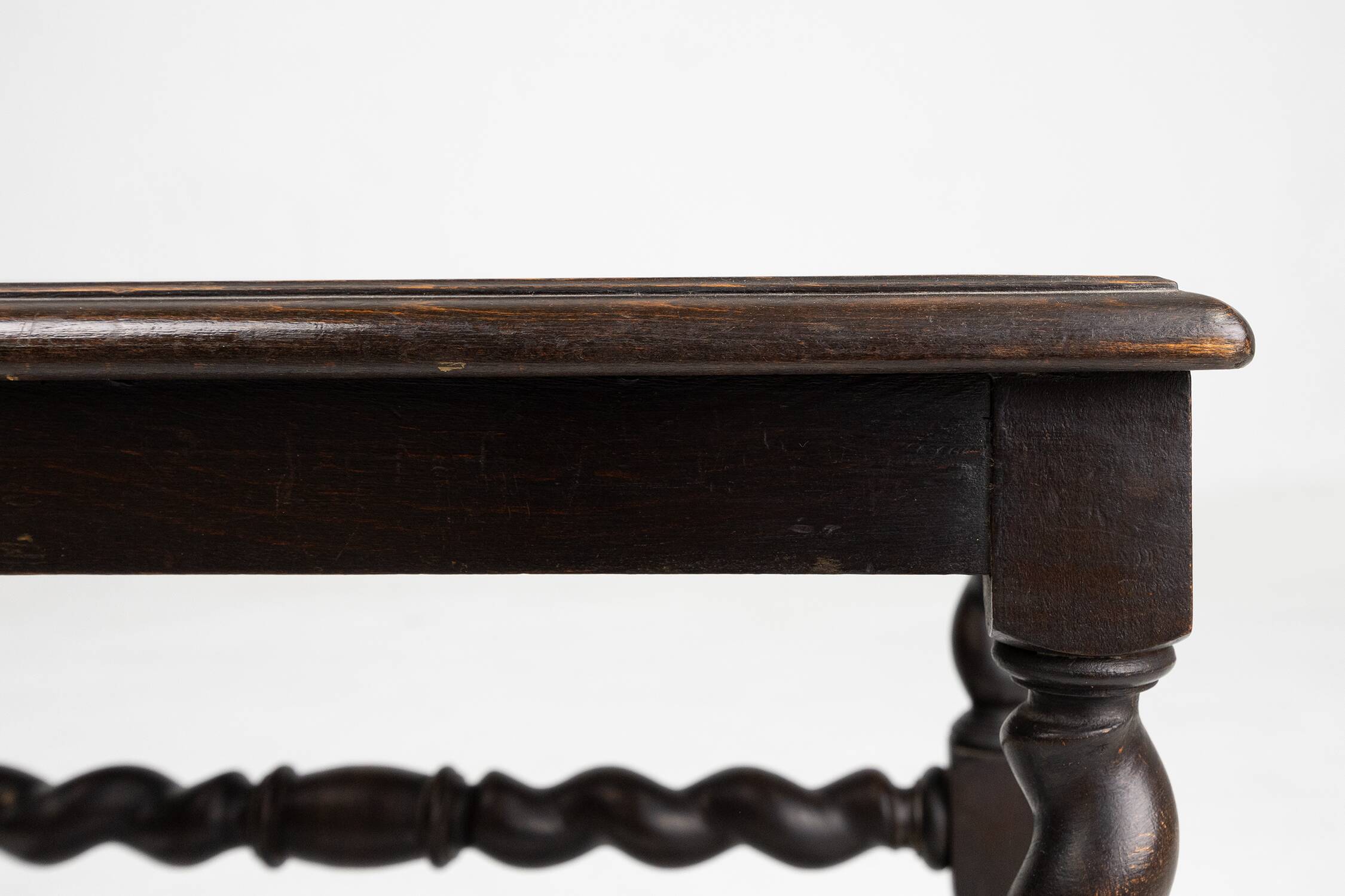 Antique French wooden stool with rattan top, ca. 1880