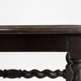Tabouret ancien français en bois avec plateau en rotin, vers 1880