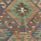 5x11 Green & Blue Tribal Turkish Vintage Kilim Rug 170x333Cm SK 35197