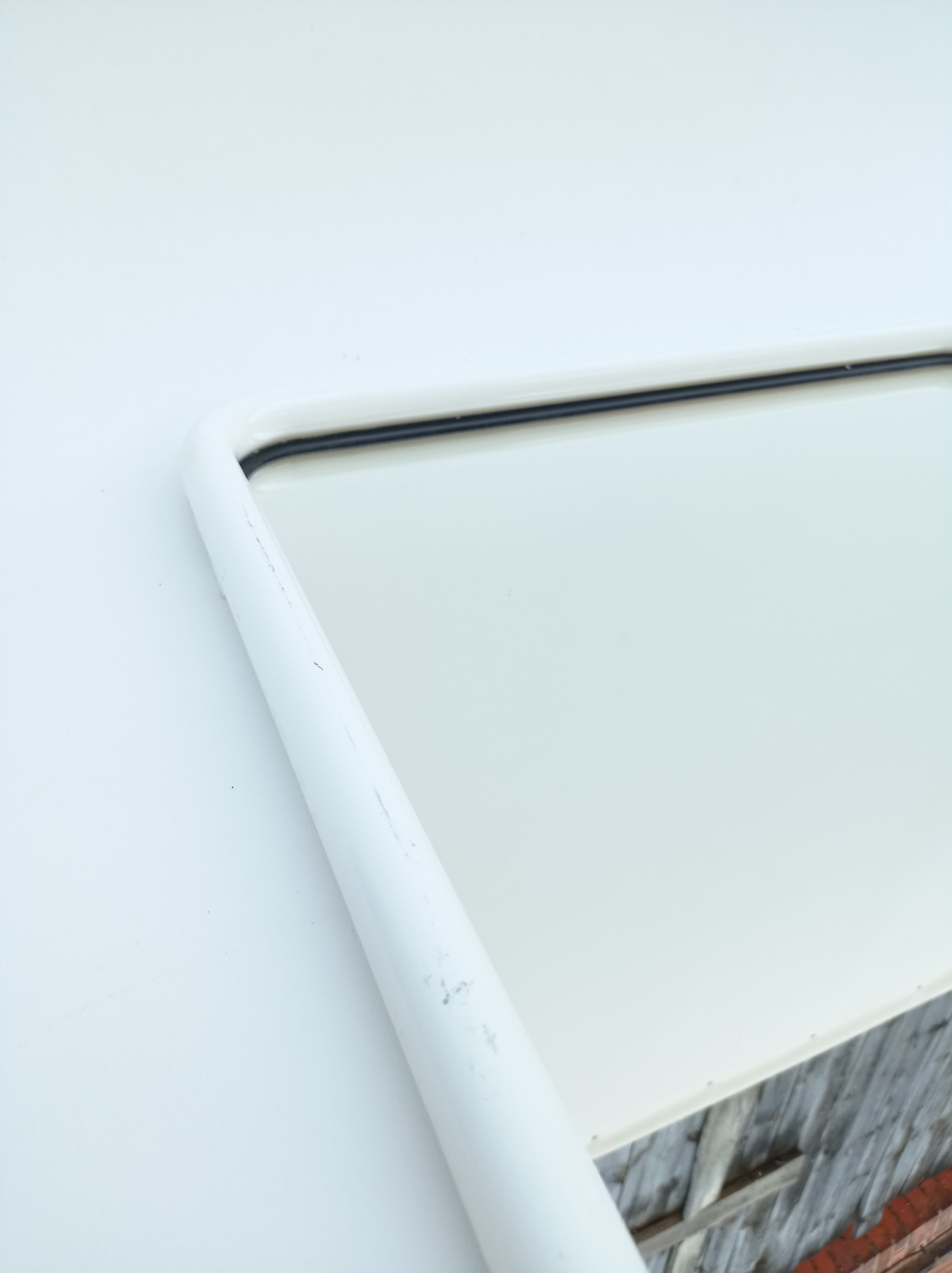 Square mirror in a white metal frame, 1970s