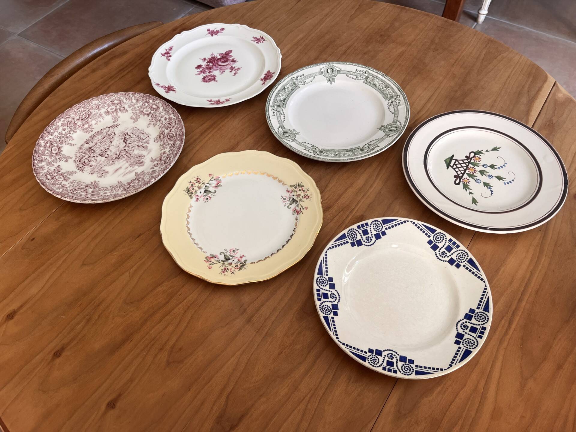 Mismatched antique plates