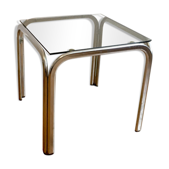 Chrome metal coffee table and smoked glass 70