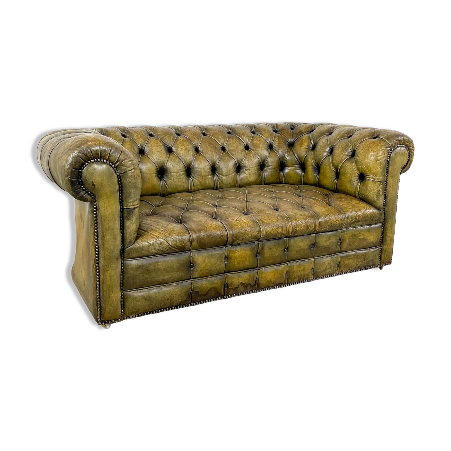 Old vintage leather chesterfield sofa