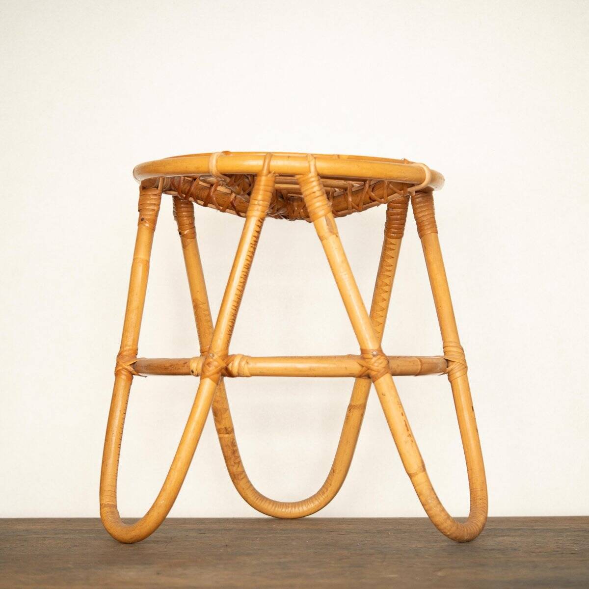 Rattan and bamboo stool 1950