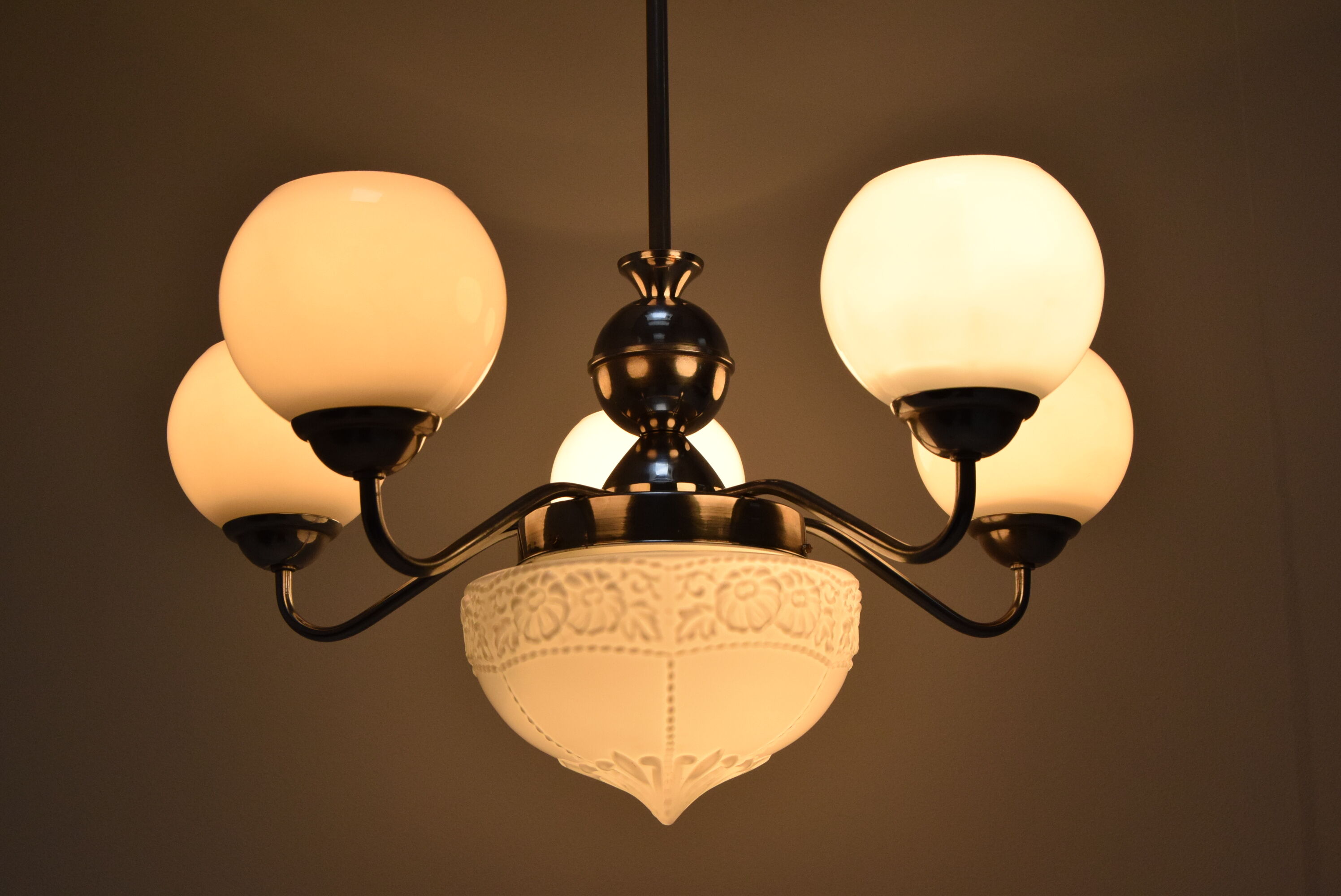 Art deco chrome chandelier,1930's.