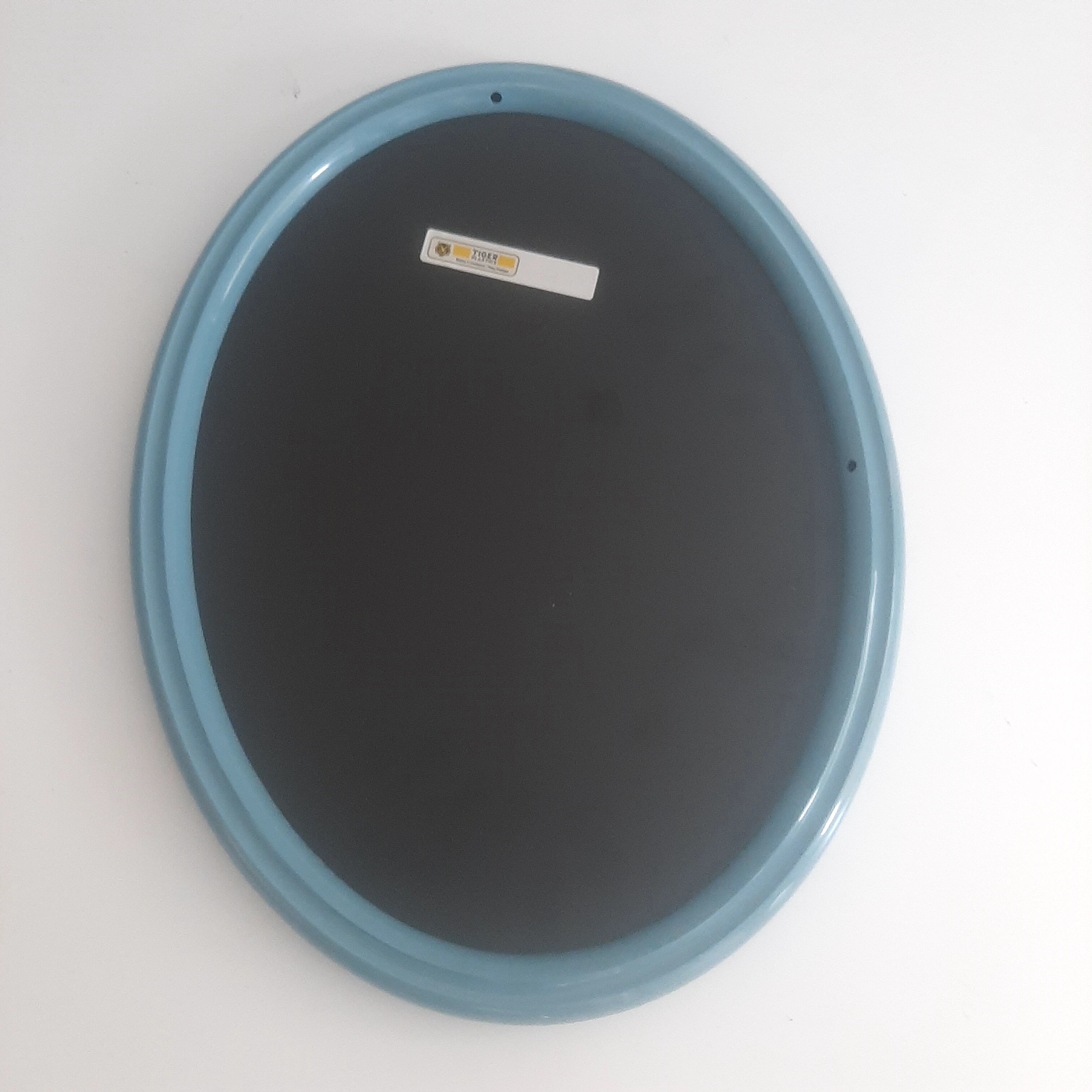 Vintage oval mirror blue 60s 70s