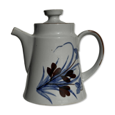 Teapot with stylised blue and brown flowers H18