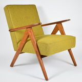 Fauteuil des années 60 Compas, restauré, moutard jaune
