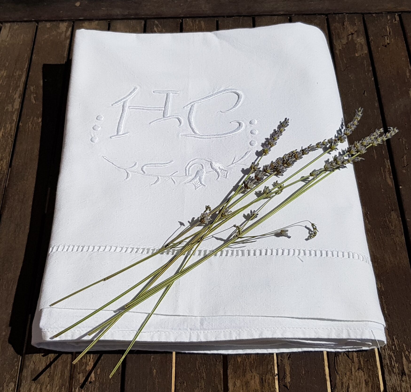 Embroidered HC monogram sheet