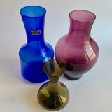 Midcentury Modern glass vases set of 3, Finland 1960s