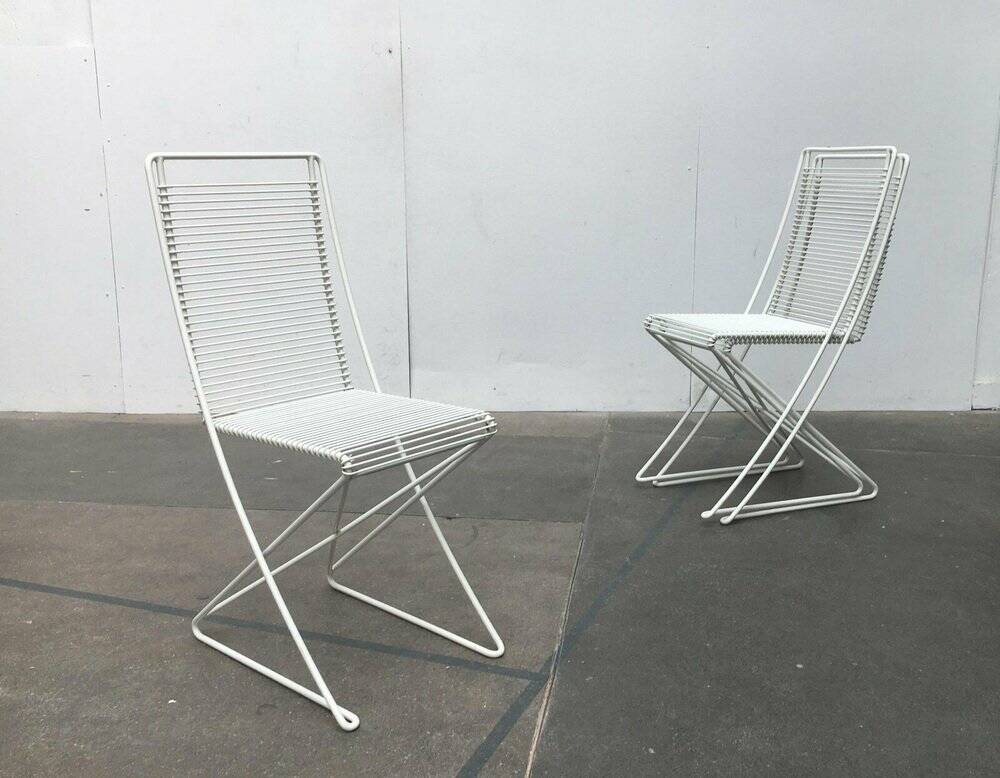 White postmodern Kreuzschwinger chairs by Till Behrens for Schlubach, 1980s, set of 3.