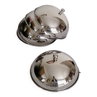 Lot de 5 cloches pour assiettes en métal inox  , cloche à fromage , à dessert