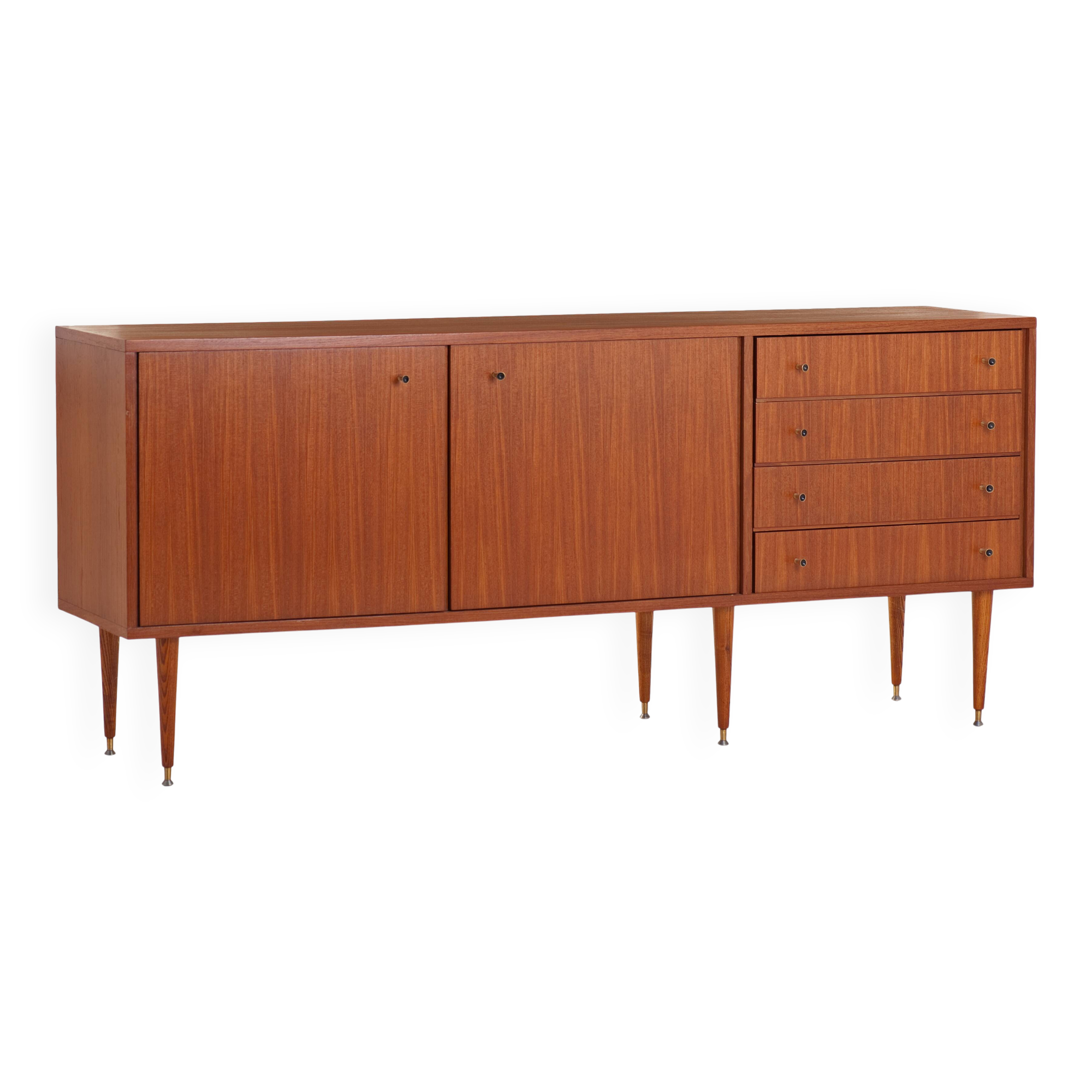 Teak sideboard with 4 drawers and 2 doors, 1960s