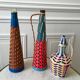 Scoubidou bottle with orange and blue and yellow brass handle 70s