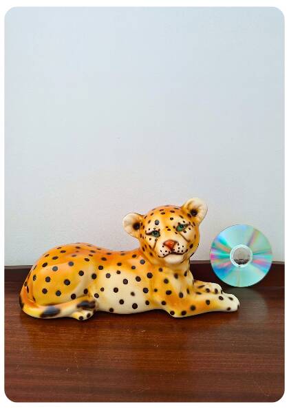 Jeune léopard en céramique italienne vintage – Années 1970