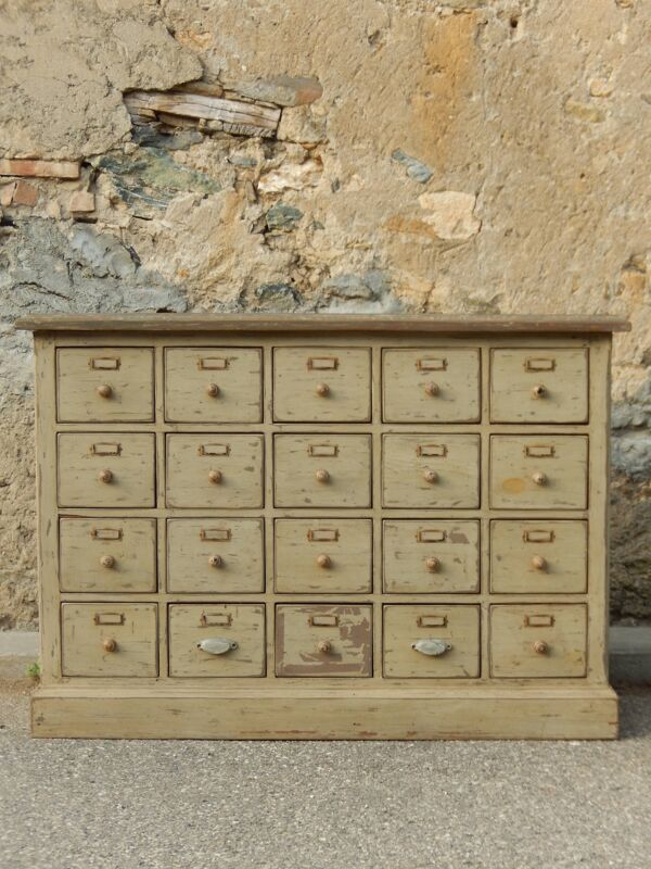 Meuble de métier d'apothicaire en bois massif buffet chiffonnier 20 tiroirs