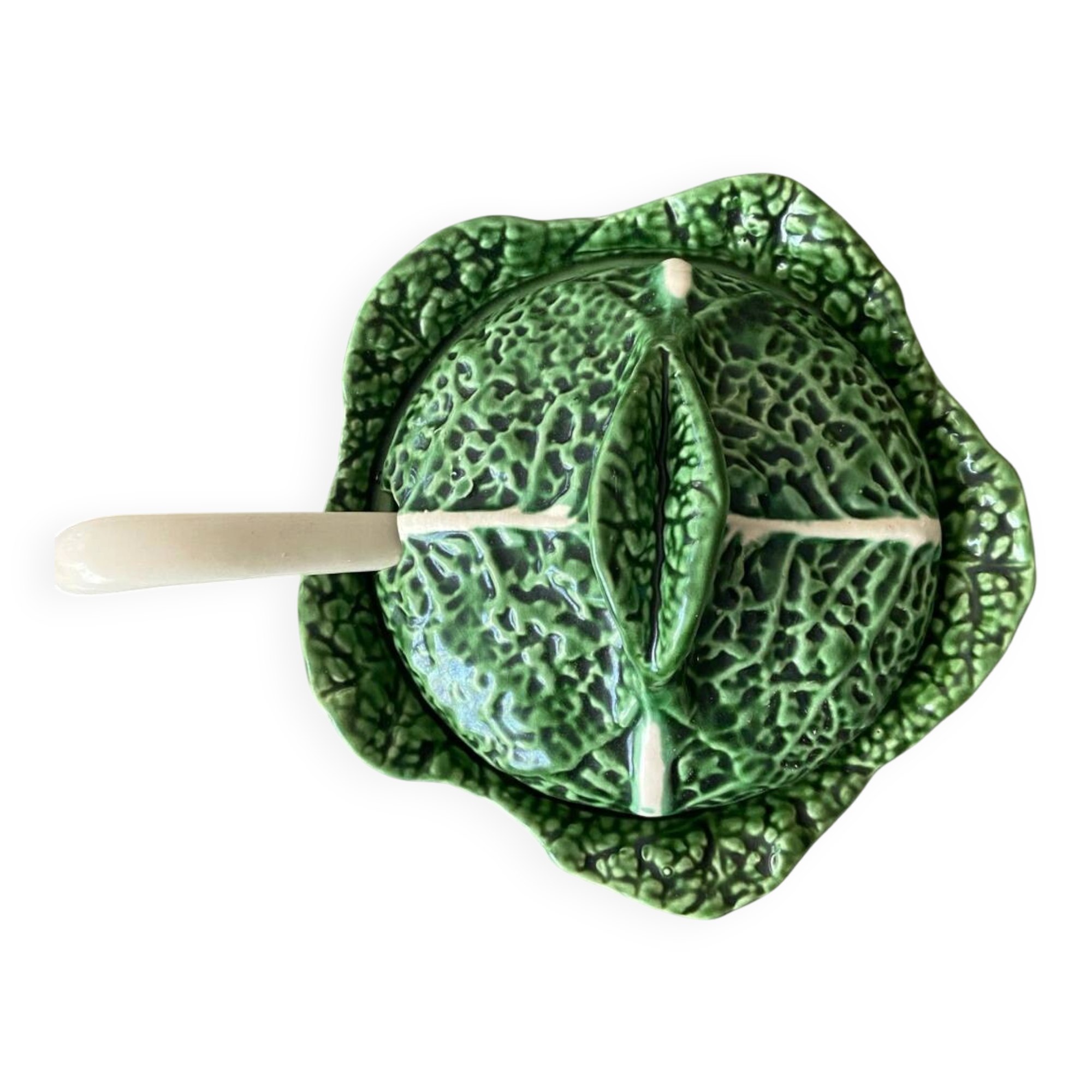 Green cabbage soup tureen