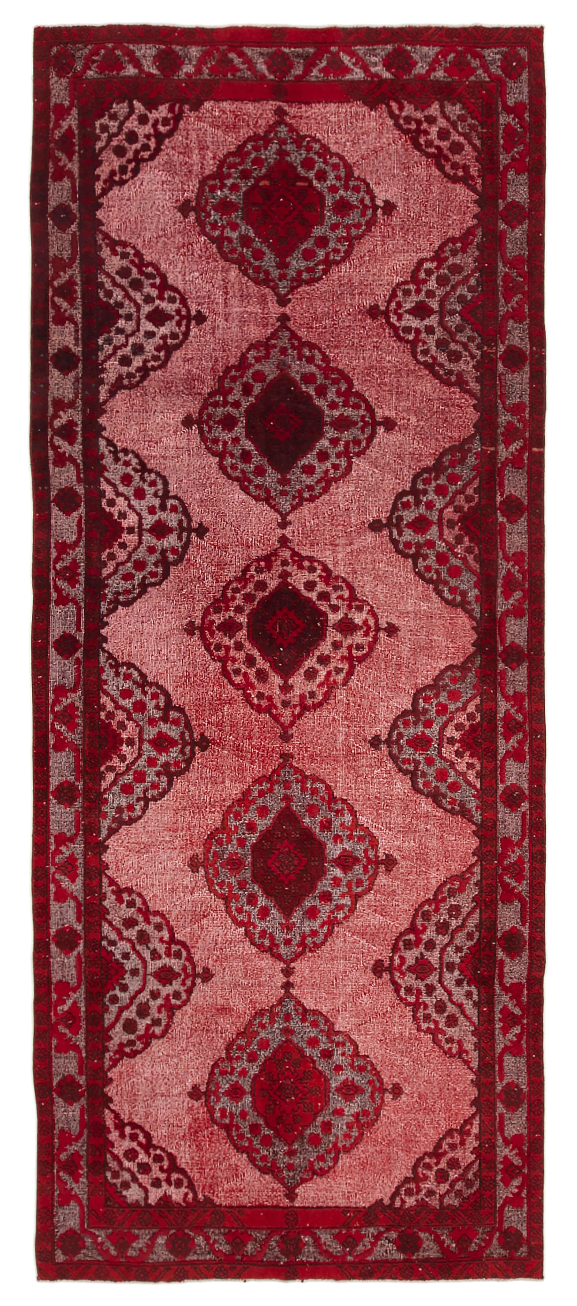 Handmade contemporary oriental 1980s 151 cm x 370 cm red rug