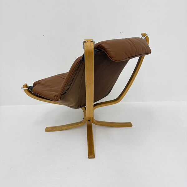 Fauteuil en cuir Falcon par Sigurd Ressel pour Vatne Møbler, années 1970.