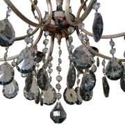 Lampadario a otto luci con pendenti in cristallo fumé, anni '50