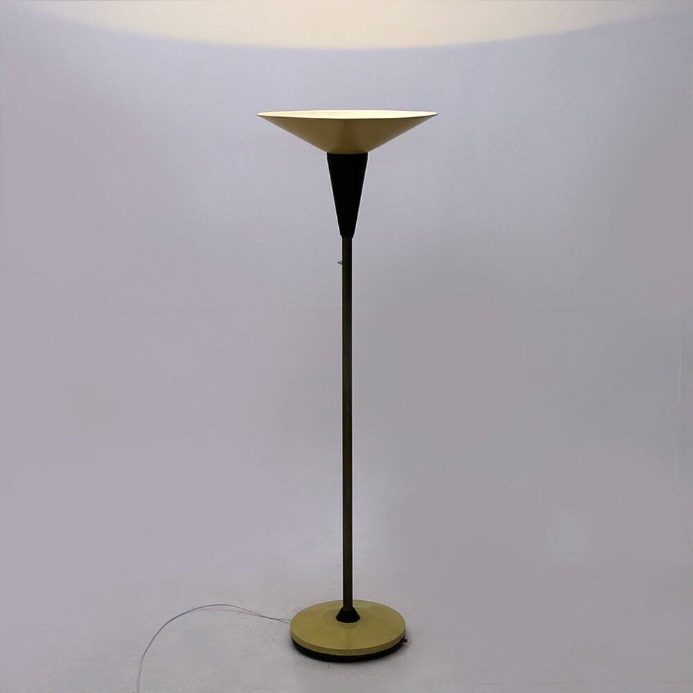 Floor lamp with white metal reflector, 1940s