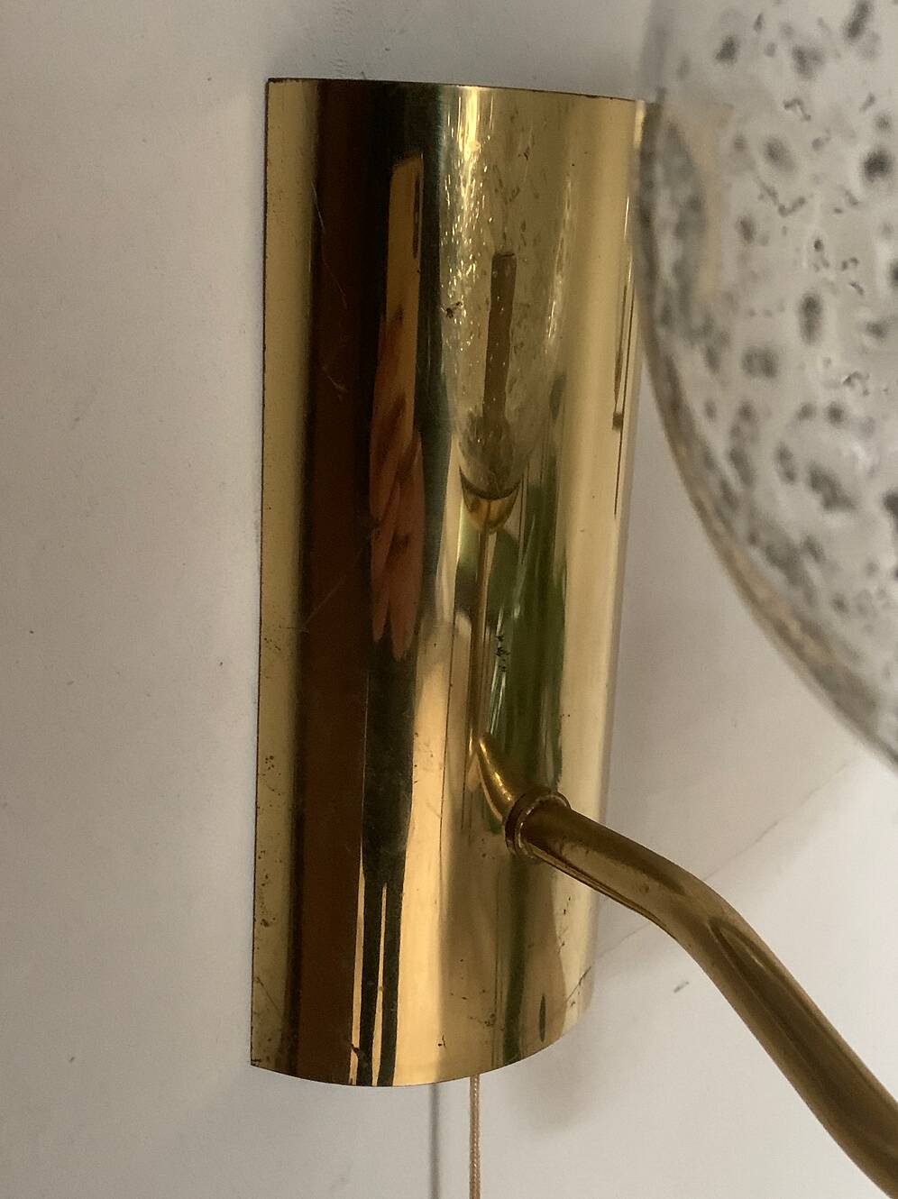 Pair of brass and glass wall sconces