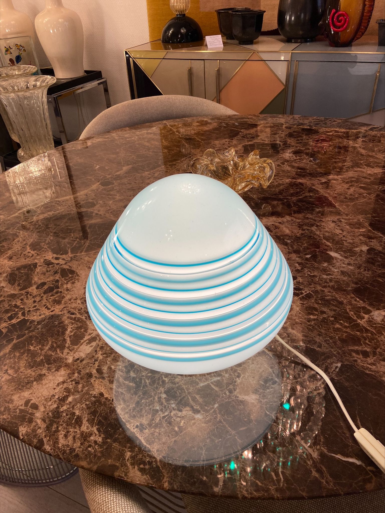 Lampe - Barbini - Murano bleu - années 70