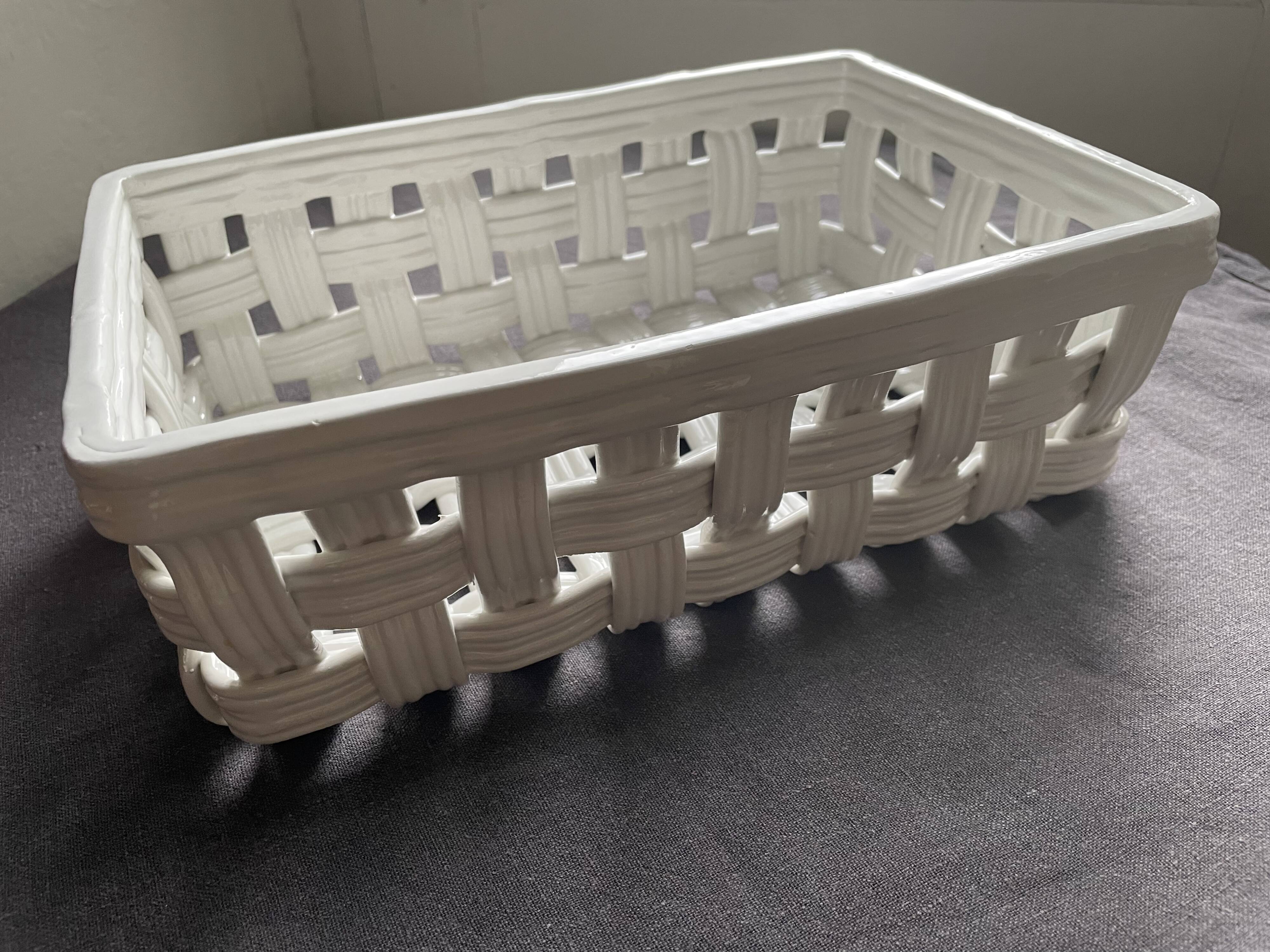 White ceramic basket