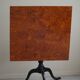 Antique handcrafted square table with drop leaves made of burl wood, Swedish, 19th century.