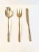 Gold service cutlery trio, bamboo, Hollywood Regency - circa 1