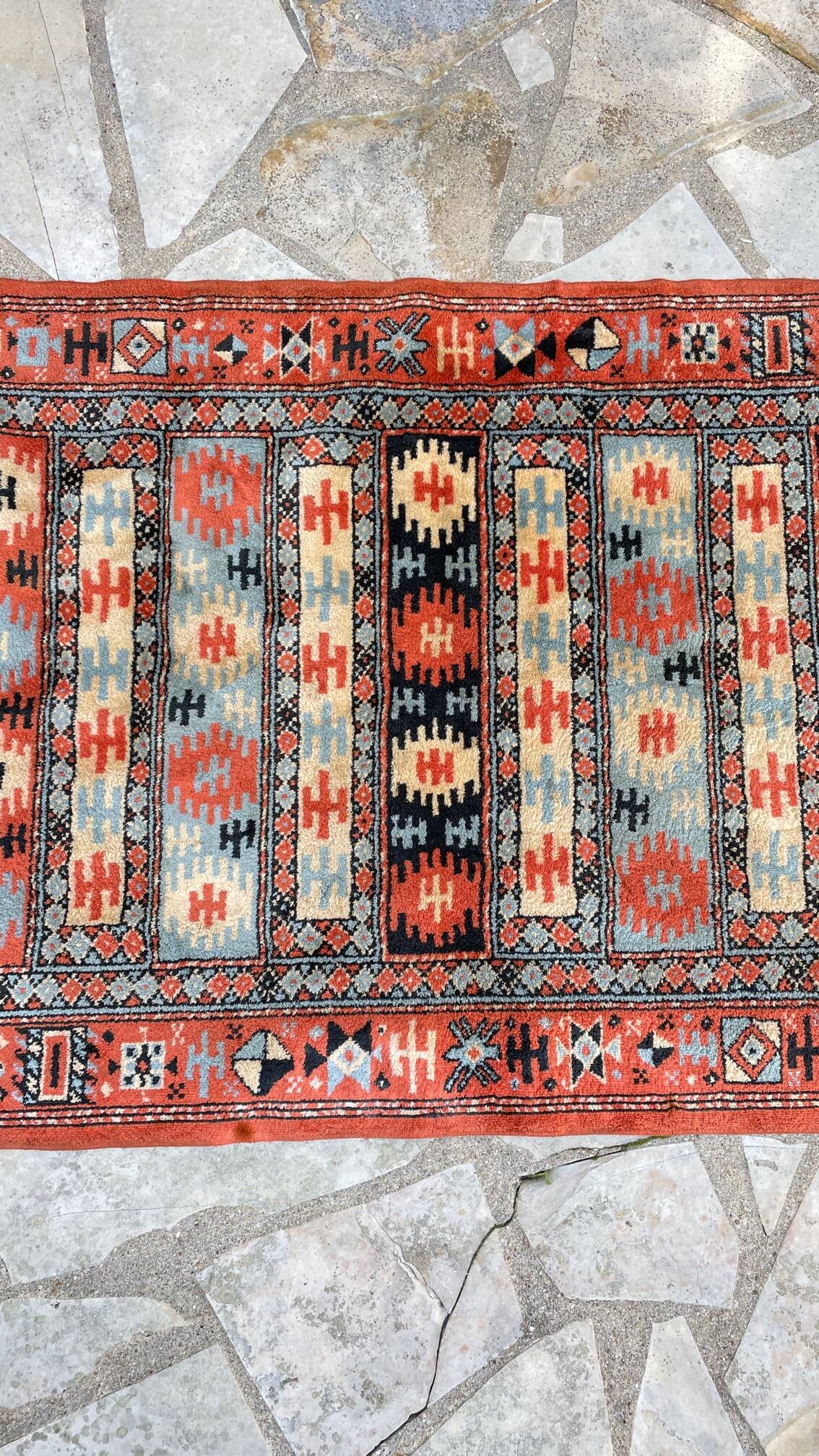 Vintage silk and cotton rug - 142 x 84cm