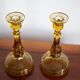 Set of two yellow glass candlesticks, Mid-Century Modern, Europe, 1960s.