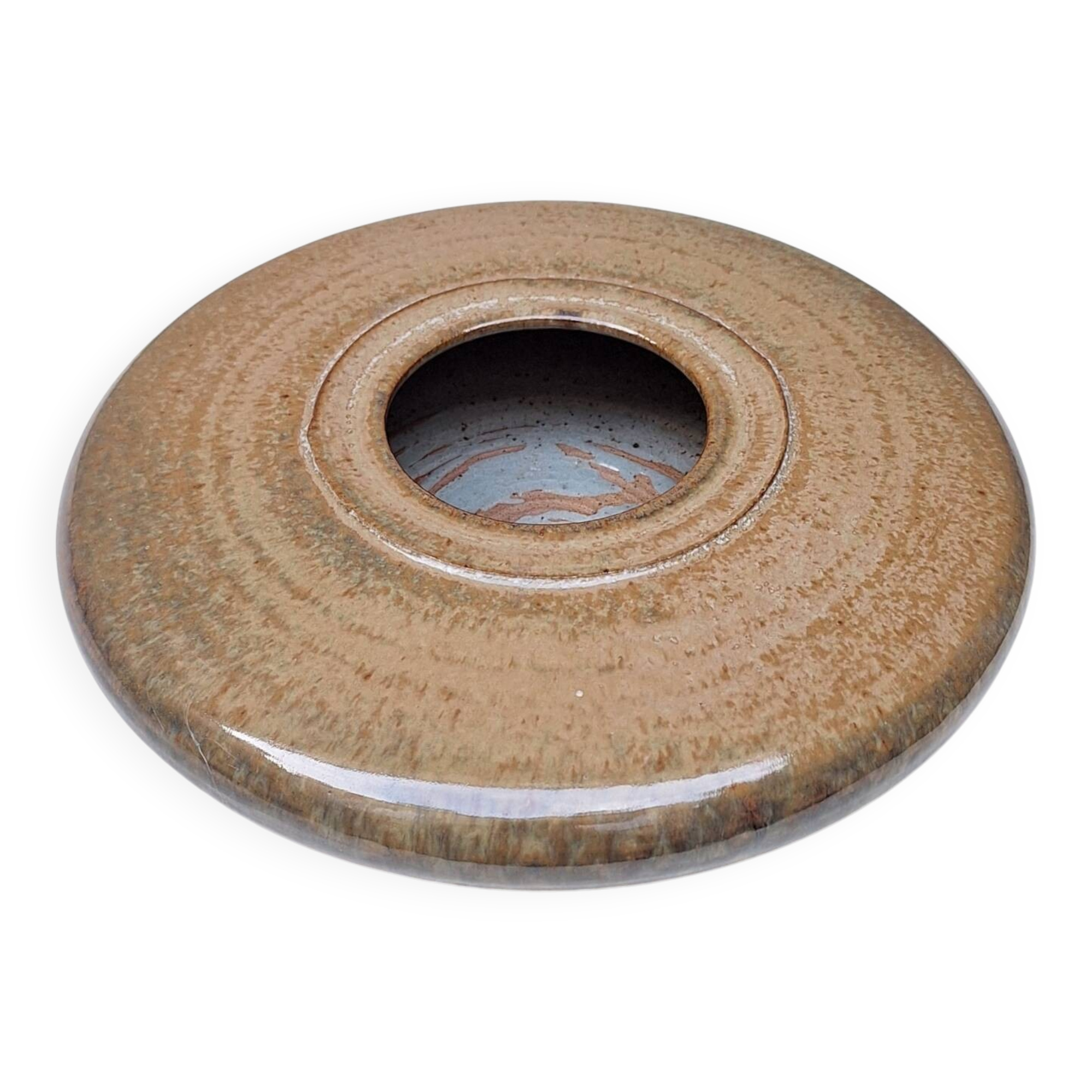 Flat ceramic vase by Nadia and Alain Pinel