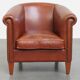 Cowhide Leather Club Armchair in a Cognac Color