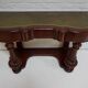 Biedermeier mahogany wall console table or desk with leather inlay top and drawer