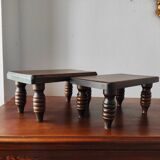 Pair of vintage solid wood footrests