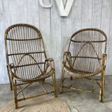 Pair of vintage rattan armchairs