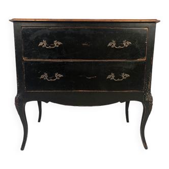 Louis XV style black lacquered wood chest of drawers