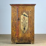 Antique Folk Art Hand Painted Cabinet, circa 1850