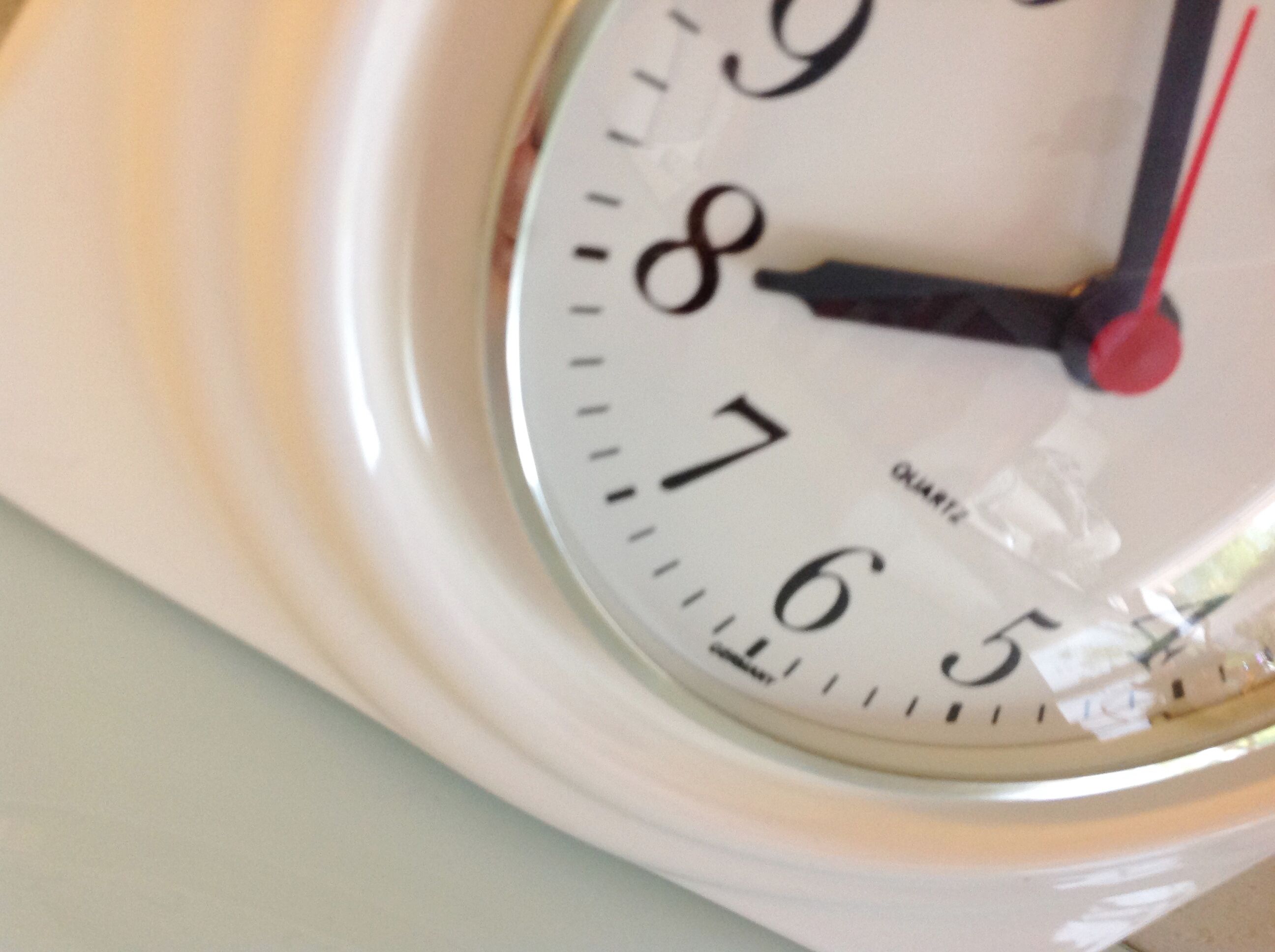 White ceramic square clock, vintage 60/70