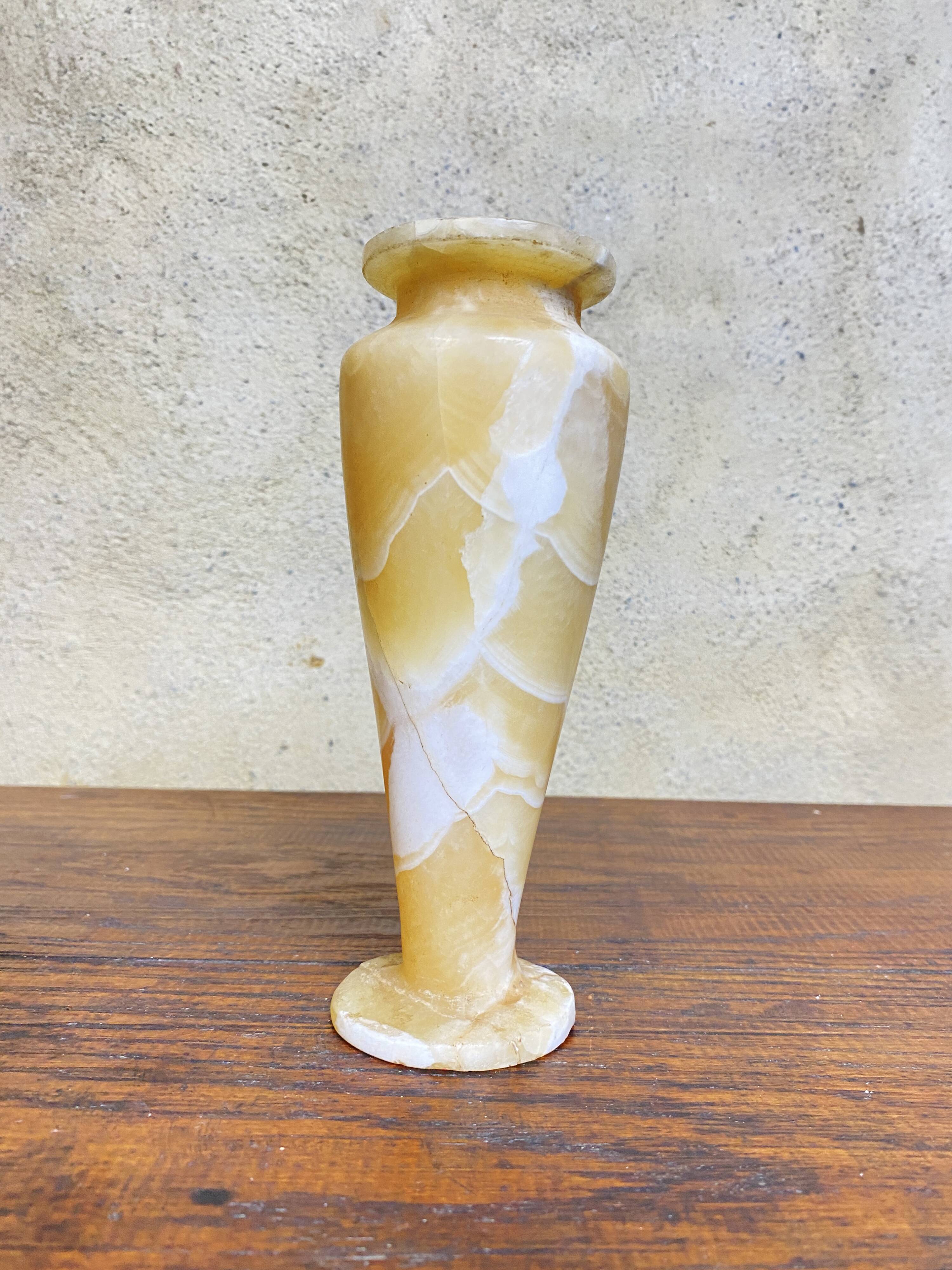 Egyptian Art Deco Alabaster Vase