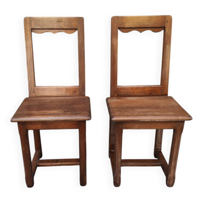 Paire de chaises Lorraines en bois brut