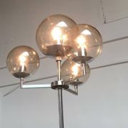 Chrome and glass floor lamp in mid-century German space style by Hustadt Leuchten, 1960s.