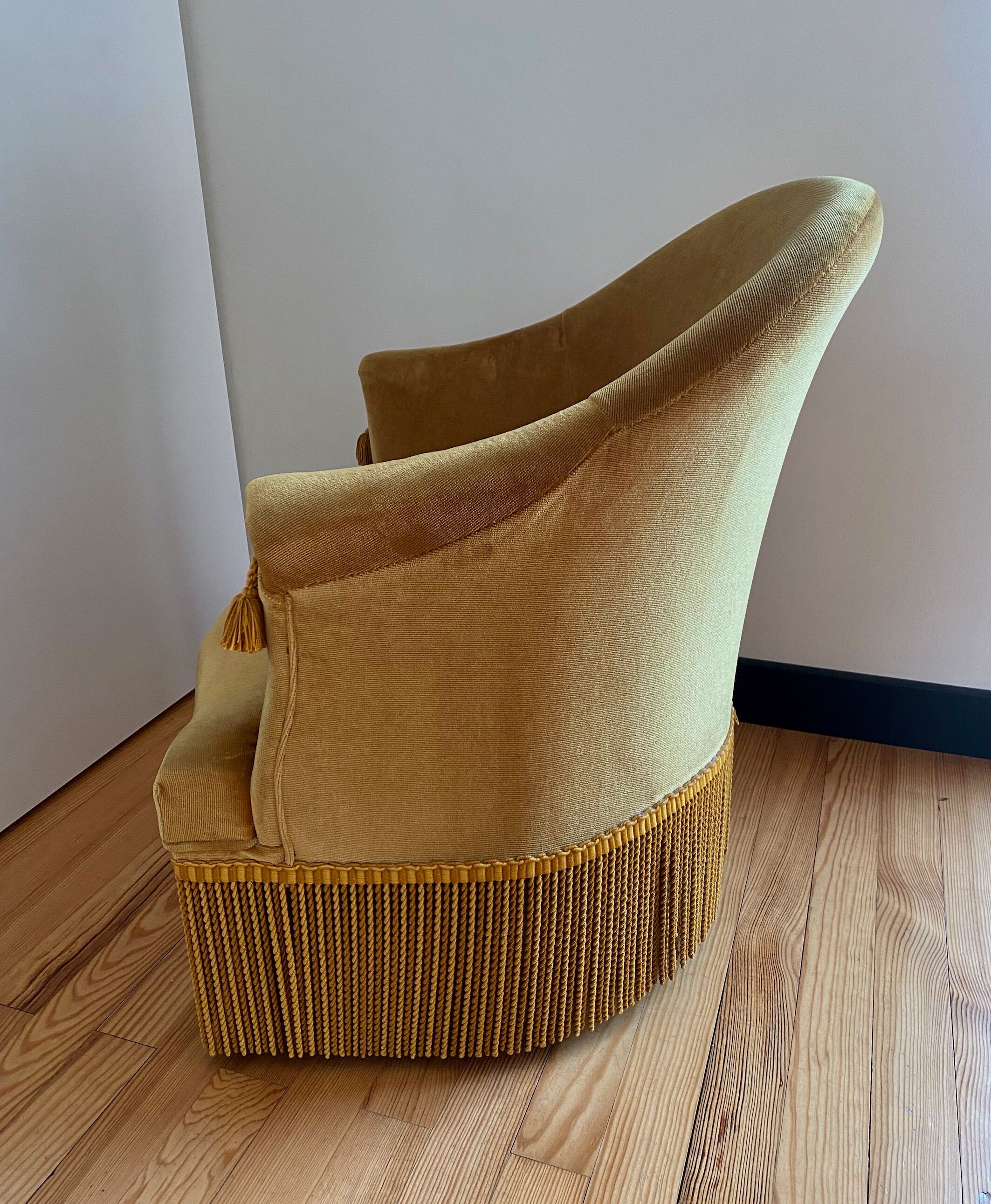 Vintage golden yellow toad armchair