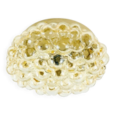 Large Amber Bubble Glass & Brass Ceiling Light By Helena Tynell For Limburg, Germany, 1960s
