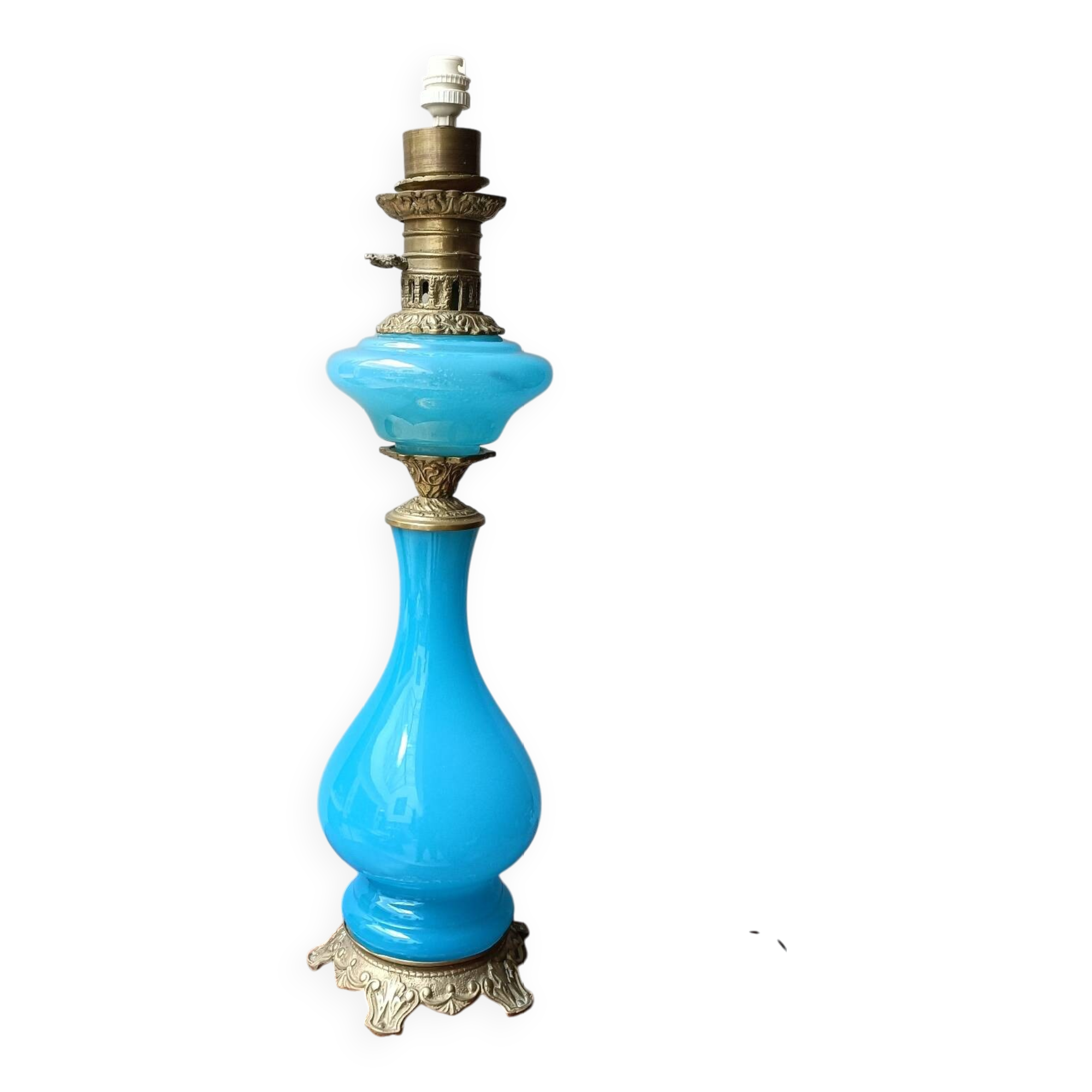 Blue opaline and bronze lamp base